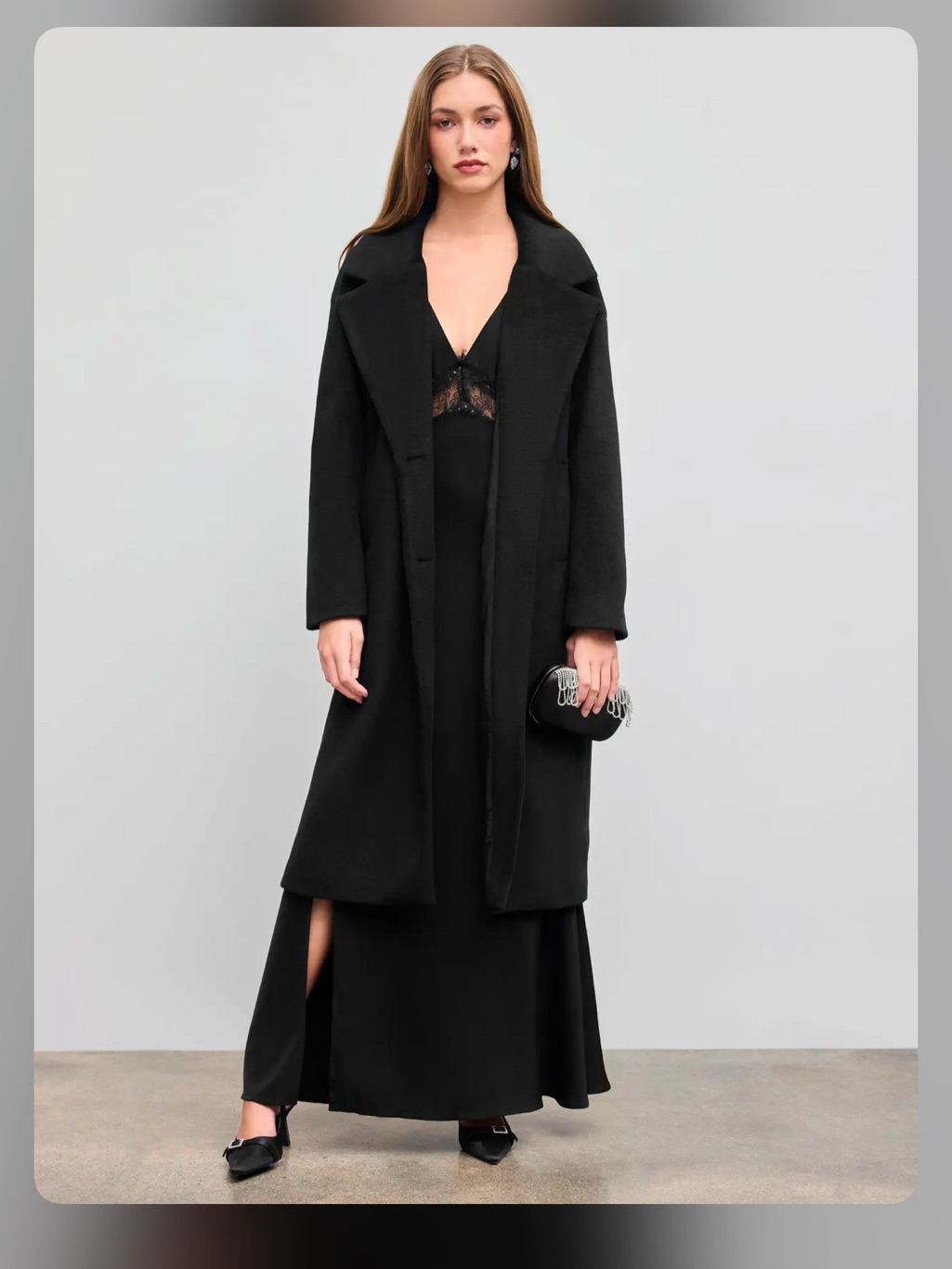 Cider Oversized Wool-Look Lined Coat With Pocket Xs Pg6/1